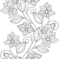 Fototapeta premium Vector Seamless Monochrome Floral Pattern