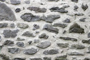 Stone Wall. Big Stones in Concrete.