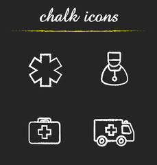 Medical chalk icons set
