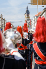 Various instruments and details from a music band of windband