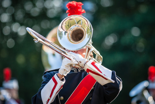 Various instruments and details from a music band of windband