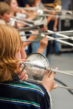 Various instruments and details from a music band of windband