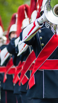 Various instruments and details from a music band of windband