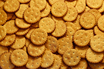 Closeup of salty crackers