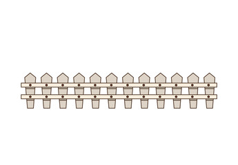 white wooden fence icon over white background. vector illustration