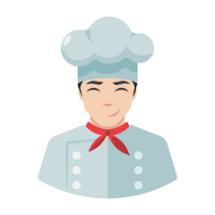 Smiling chef cook icon in hat