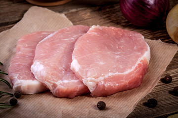 Fresh raw meat sliced.