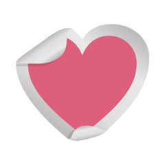 blank sticker in heart shape and pink color icon over white background. vector illustration