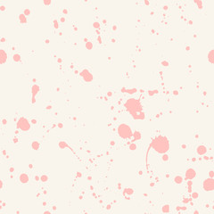 Seamless artistic creative splash blots pattern. Abstract seamless pink stains background. Blots pink backdrop. Vector illustration.
