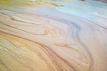 Mud volcanoes's clay river, closeup view. 