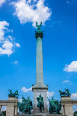 Fototapeta na wymiar Millennium monument (1894) at Heroes square in Budapest, Hungary