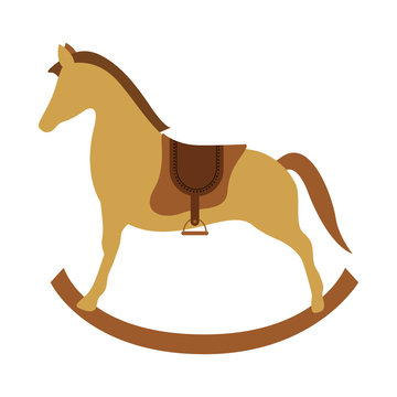 wooden horse kid toy icon over white background. vector illustration