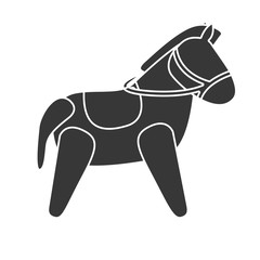 silhouette of little horse kid toy icon over white background. vector illustration