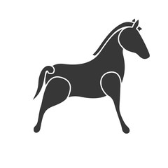 silhouette of little horse kid toy icon over white background. vector illustration