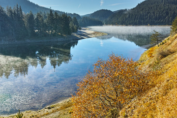 Landscape with Fog over the water of Golyam Beglik Reservoir, Pazardzhik Region, Bulgaria
