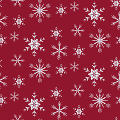 Naklejka na ściany i meble silver shiny snowflakes seamless pattern