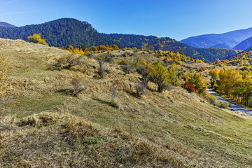 Autumn landscape near town of Dospat, Rhodope Mountains, Bulgaria