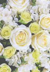 White floral arrangement. vintage tone