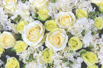 White floral arrangement. vintage tone