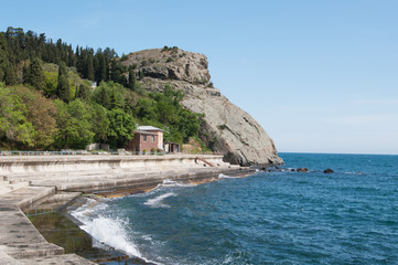  view of rocky cape Plaka in Black sea, Crimea