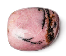 Rhodonite stone isolated on white with clipping path