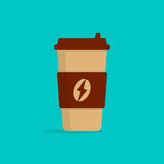 Paper or plastic coffee cup isolated on background. Coffee cup in flat cartoon style. Vector illustration