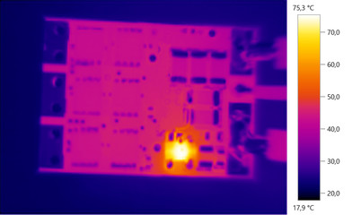 Thermal image photo, circuit electronic, color scale
