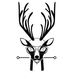 deer cartoon with glasses and mustacehe. animal hipster lifestyle design. vector illustration