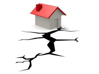 House and a crack hole