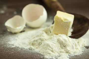 Fototapeta na wymiar Ingredients for Dough Making