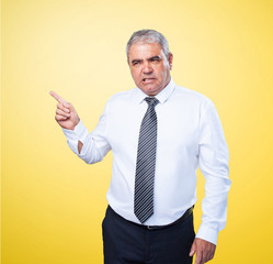 mature man pointing with finger