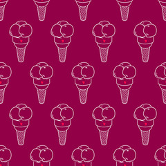 Seamless doodle ice cream pattern, hand-drawn background, ice-cream vector, ice cream vinous background, EPS 8