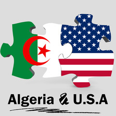 USA and Algeria flags in puzzle