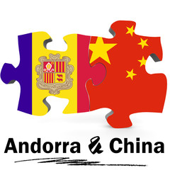 China and Andorra flags in puzzle