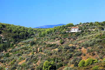 Fototapeta na wymiar Lonely house on the hill,Greece