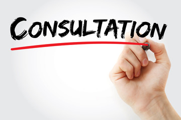 Hand writing Consultation with marker, concept background