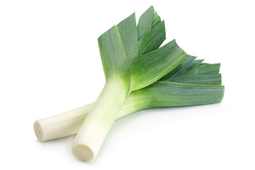 Leek vegetable on white