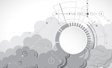 Obraz premium Modern cloud in sky technology. Integrated digital web concept