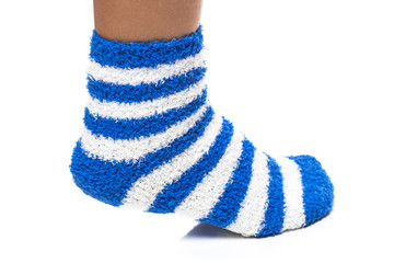 Blue Socks on White Background