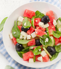 Watermelon salad with feta cheese. Healthy diet.