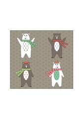 white and brown bears in winter clothes