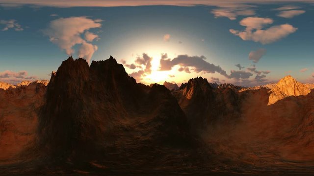 panoramic of canyon timelapse at sunset. made with the one 360 degree lense camera without any seams. ready for virtual reality 360