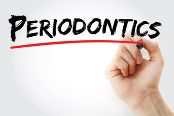 Hand writing Periodontics with marker, concept background