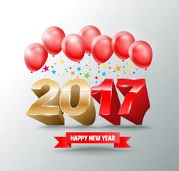 2017 New Year's Eve with balloons design for New Year greeting c