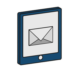 Tablet and envelope icon. Device gadget technology and electronic theme. Isolated design. Vector illustration