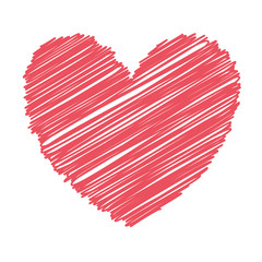 red heart icon over white background. love symbol. sketch and draw design. vector illustration