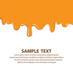 Vector dripping Orange. vector honey drips on white background
