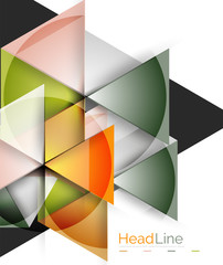 Colorful triangles on white background