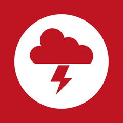Cloud and thunder icon. Weather sky nature and climate theme. Red design. Vector illustration