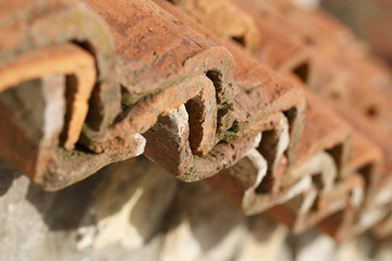 Natural red roof tile detail